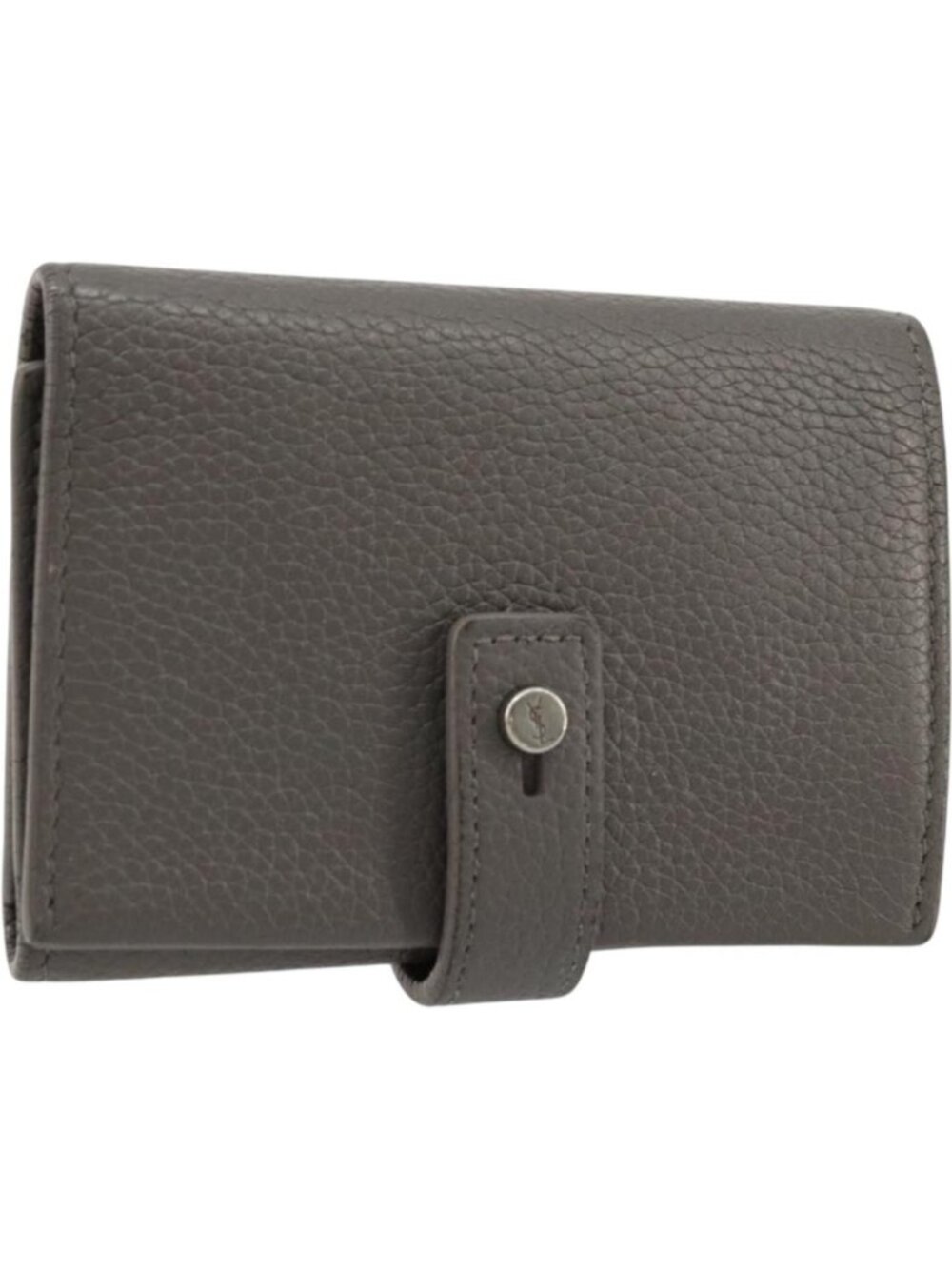 SAINT LAURENT Key Case Leather Gray Silver